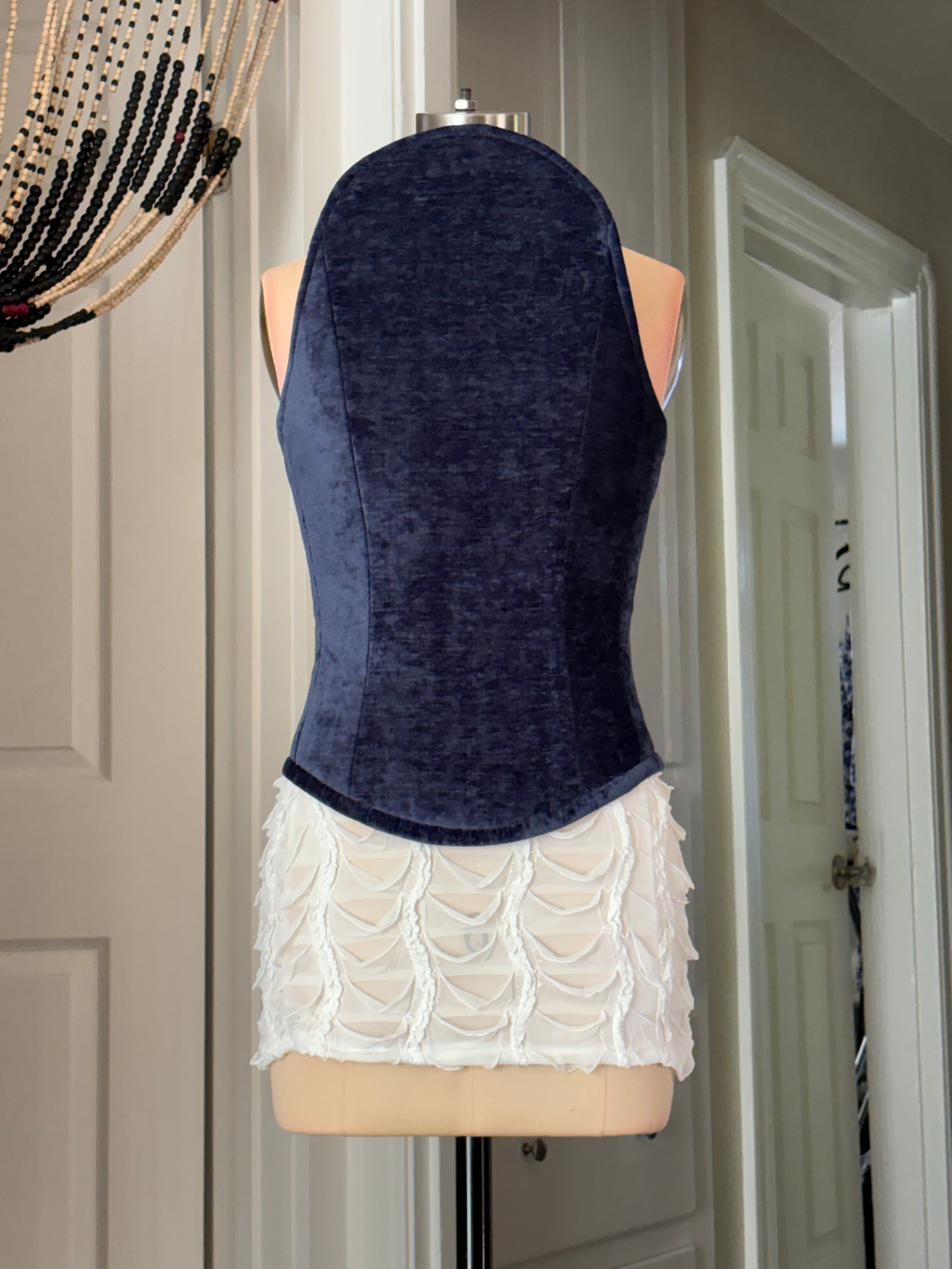 Blue curved corset