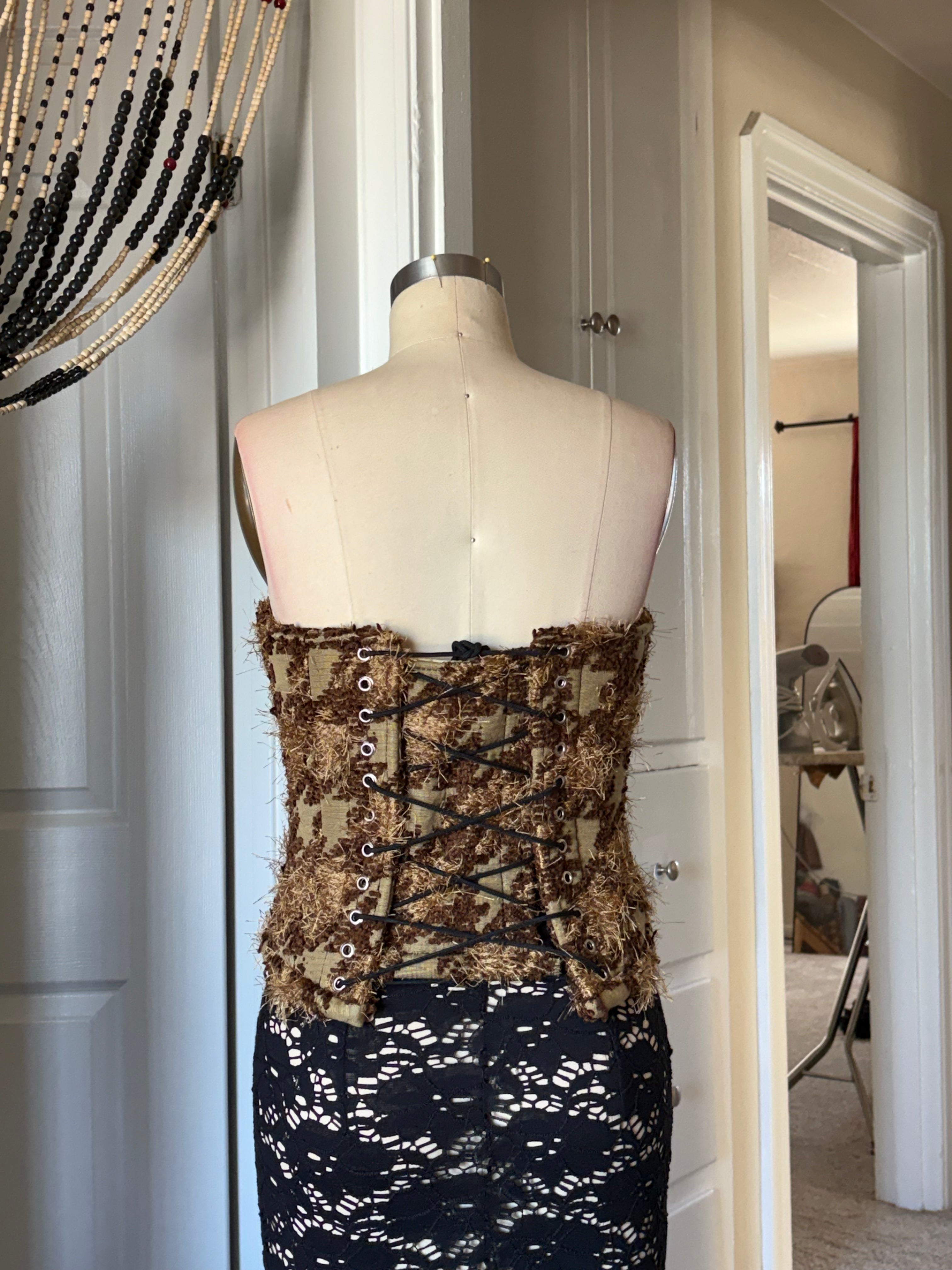 Houndstooth curved corset