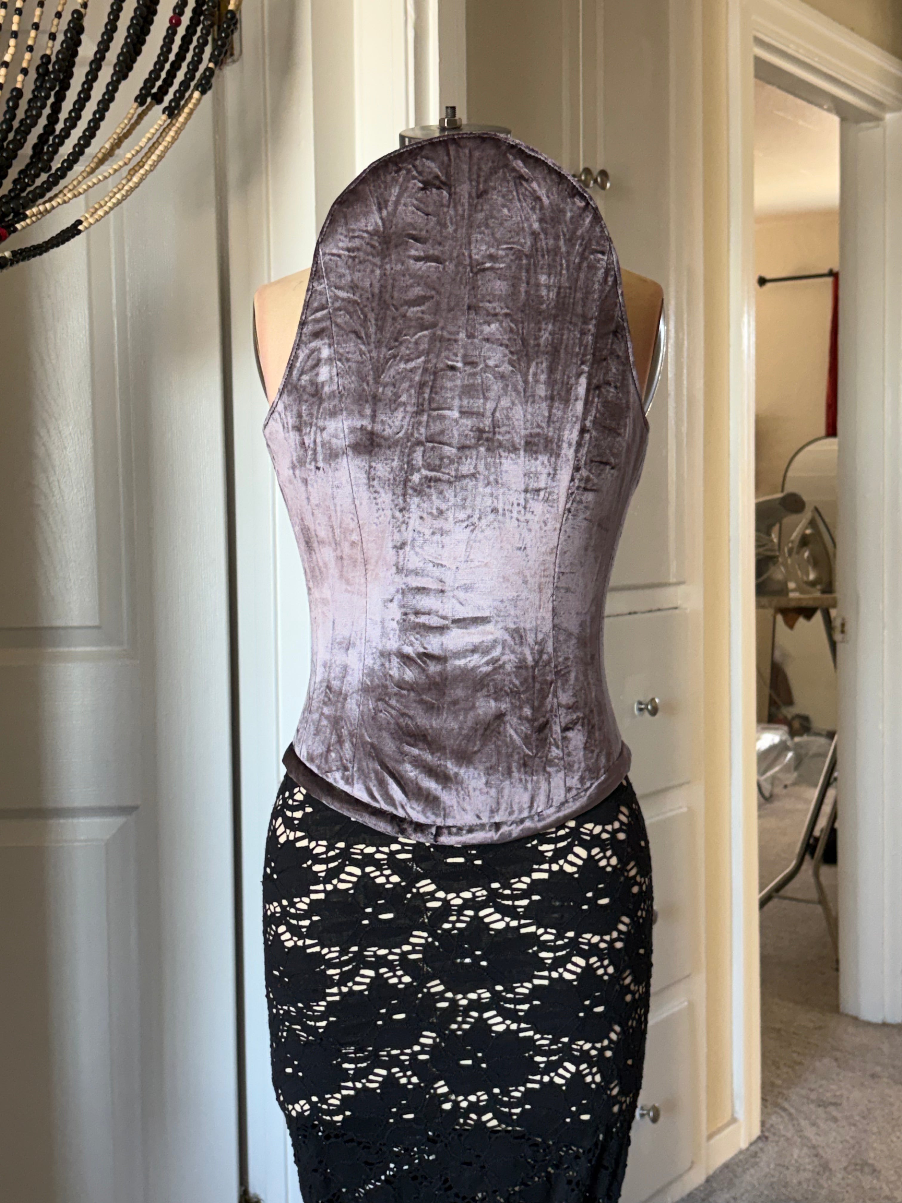 Purple velvet curved corset