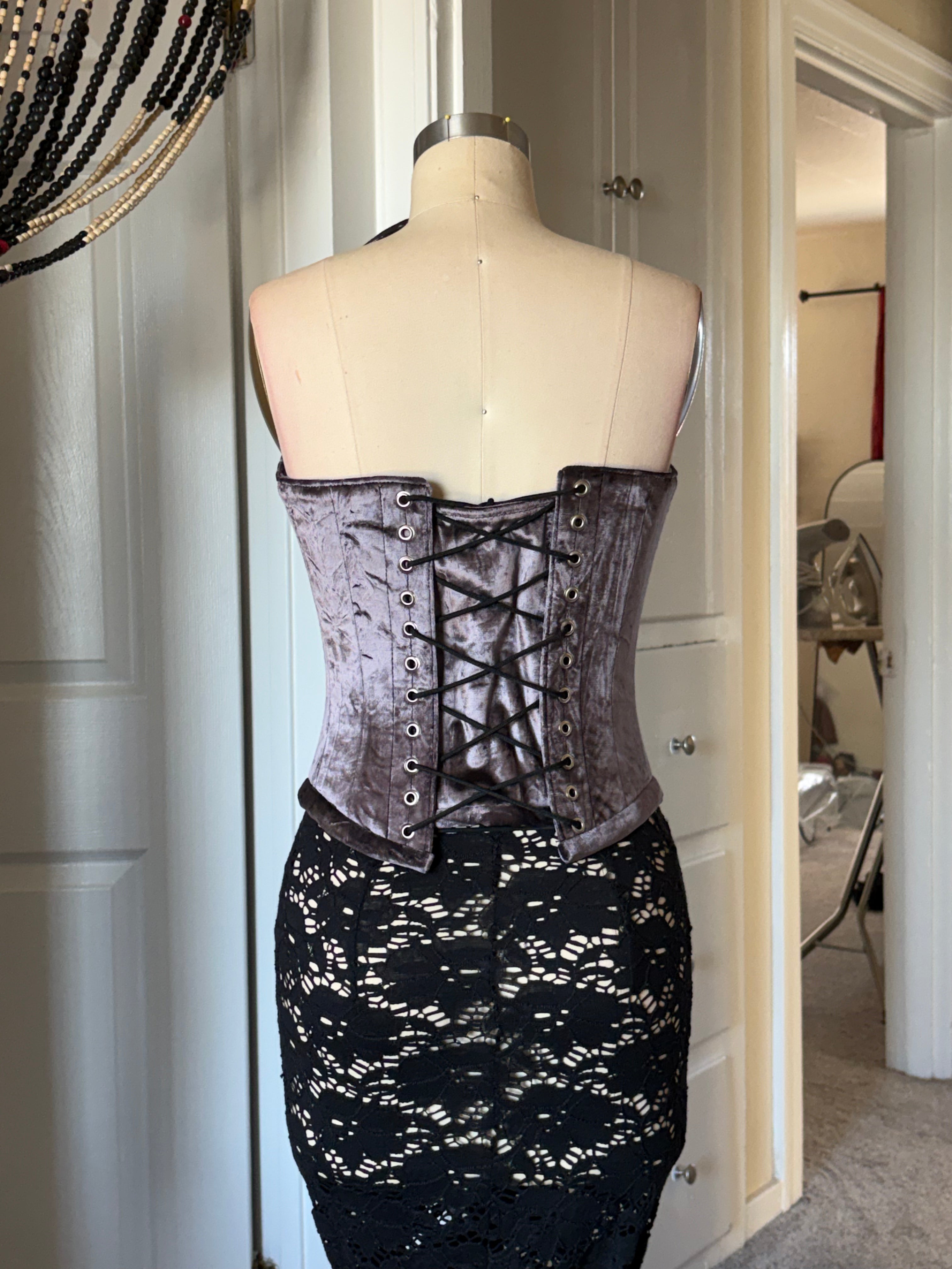 Purple velvet curved corset