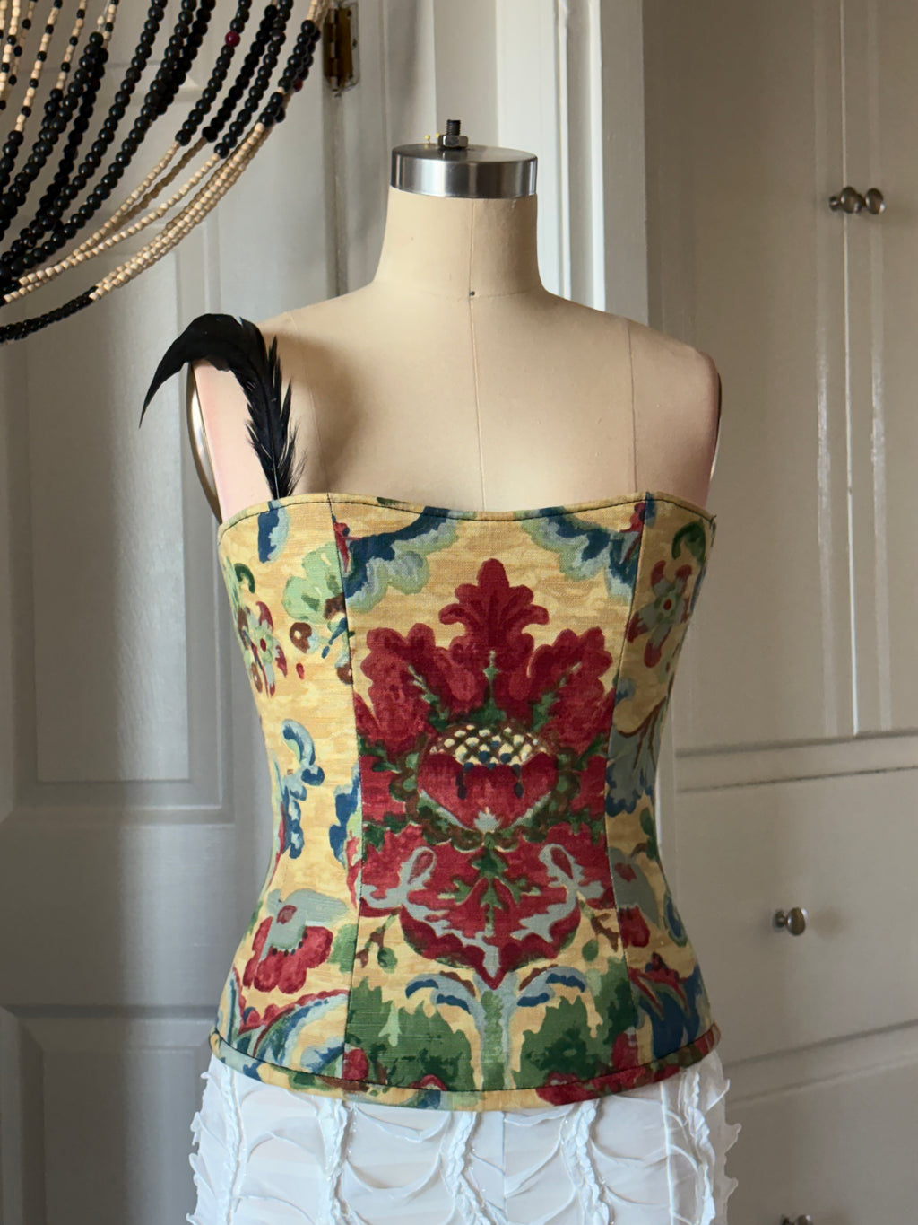 Floral feather corset