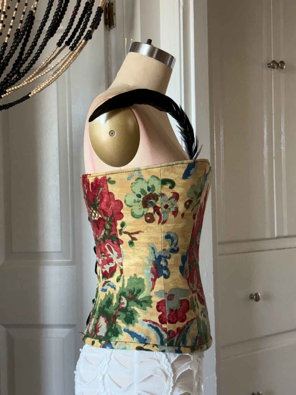 Floral feather corset