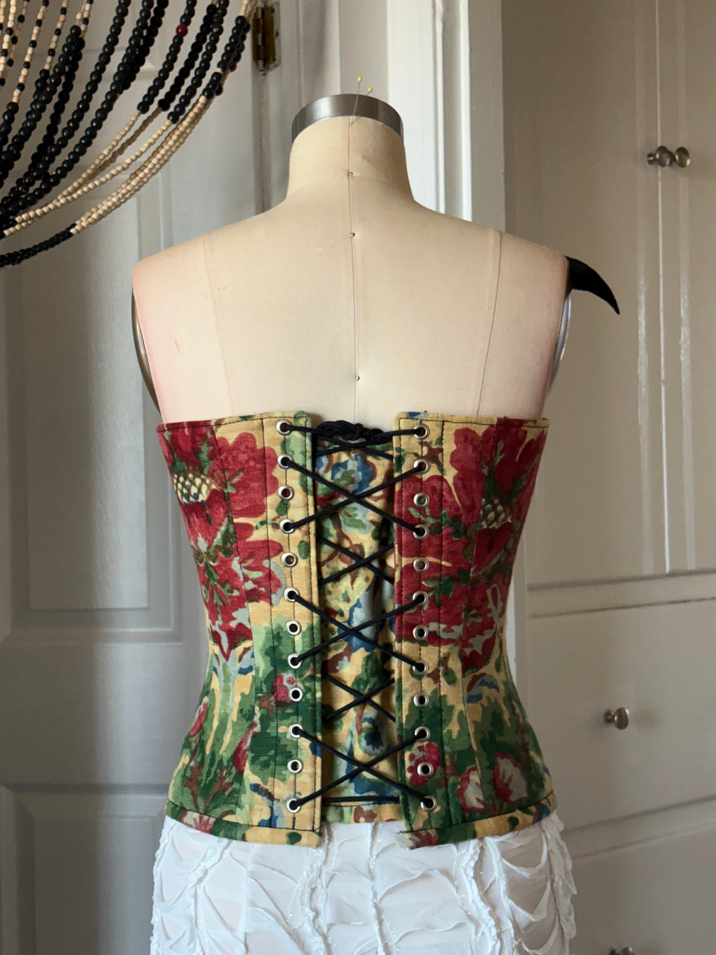 Floral feather corset