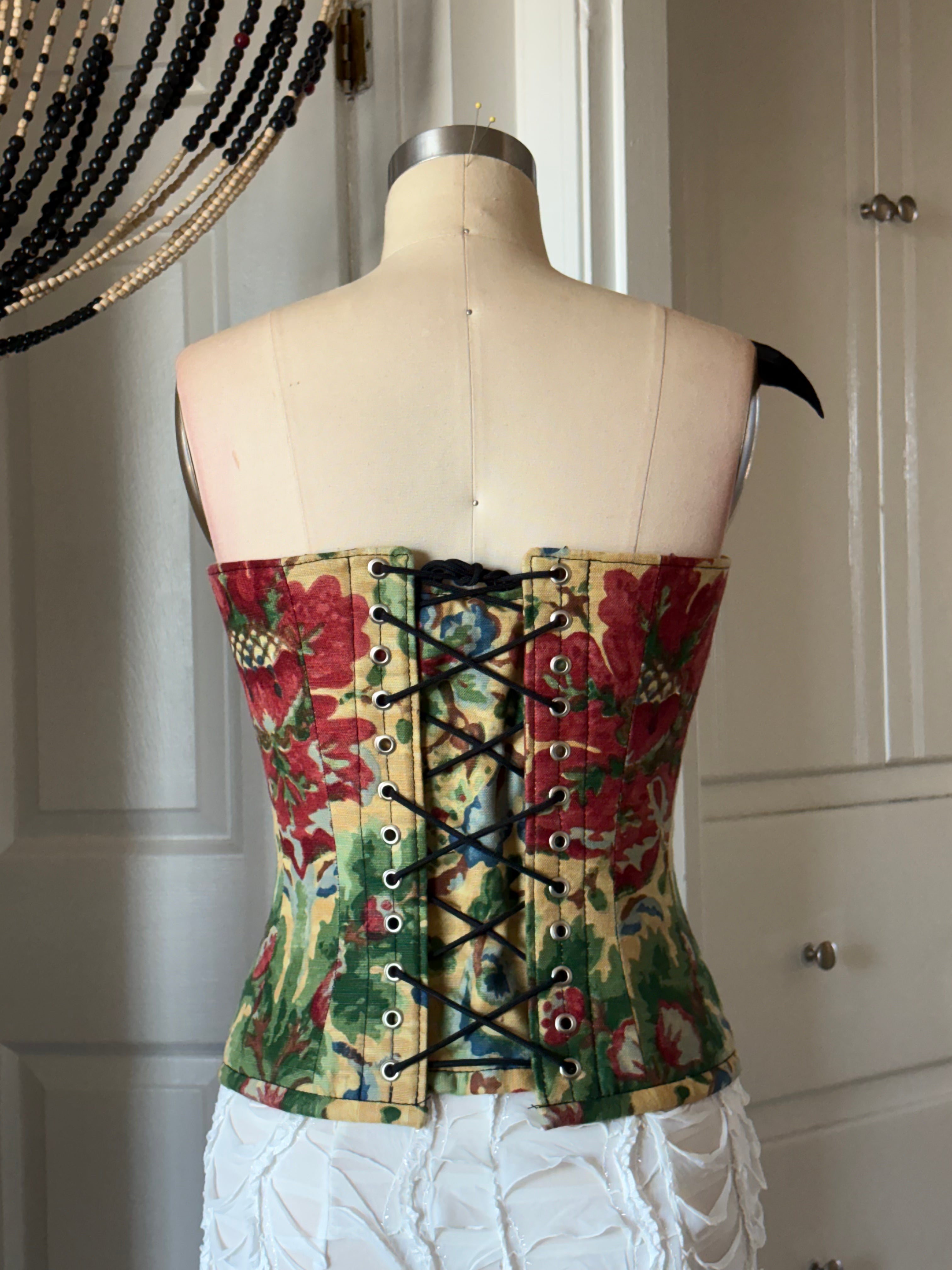 Floral feather corset