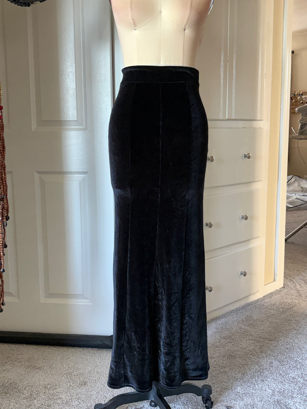Black velvet skirt