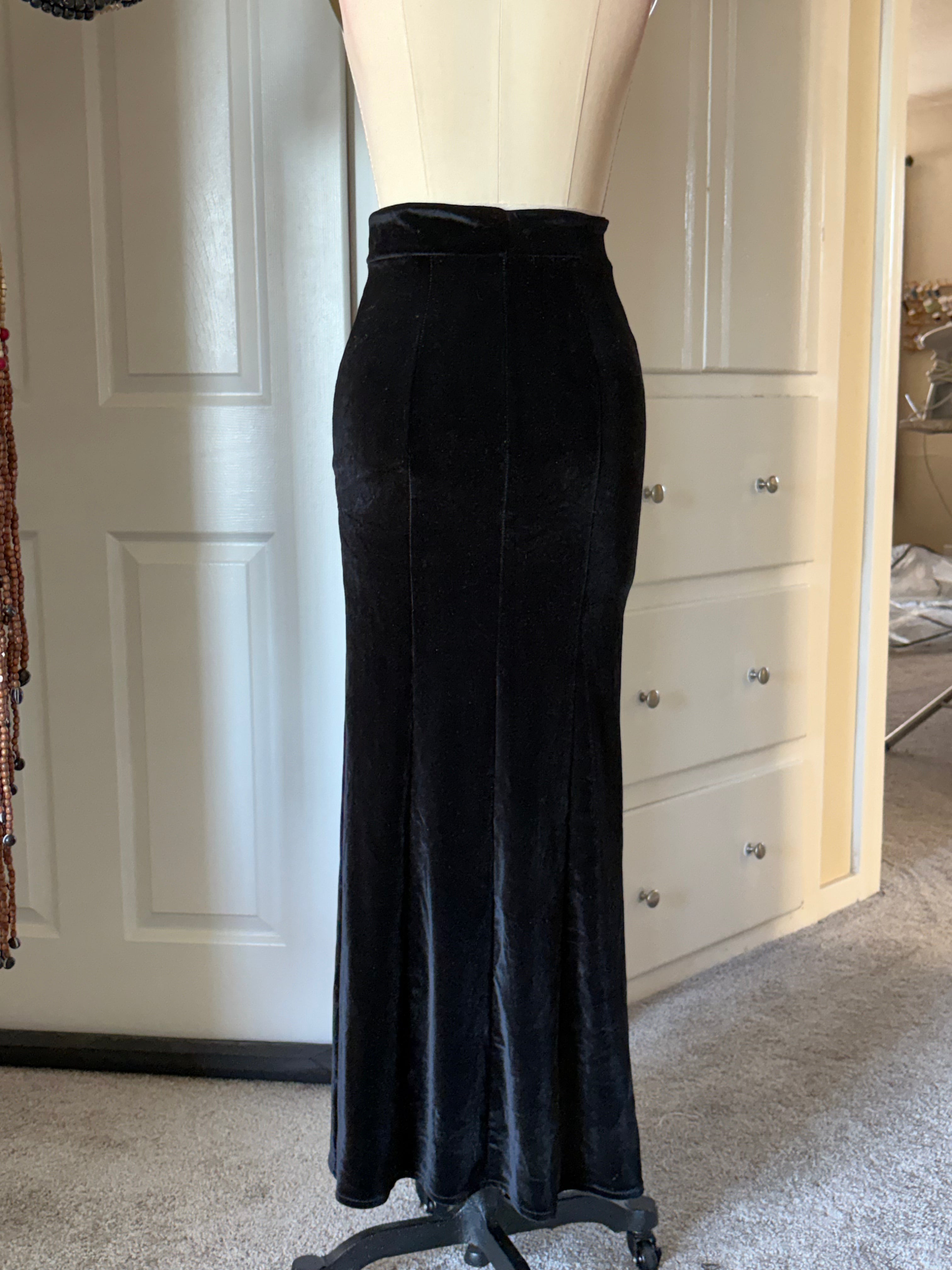 Black velvet skirt