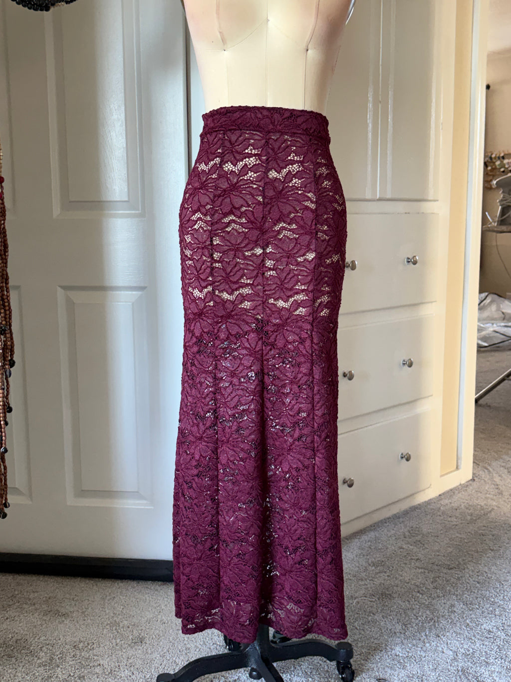 Maroon lace skirt