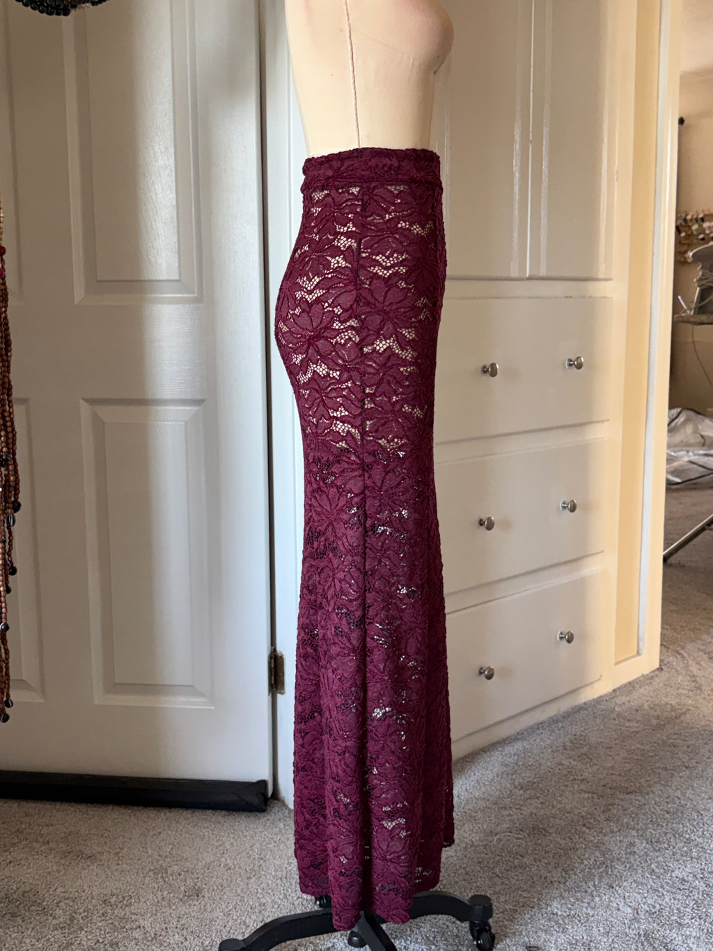 Maroon lace skirt