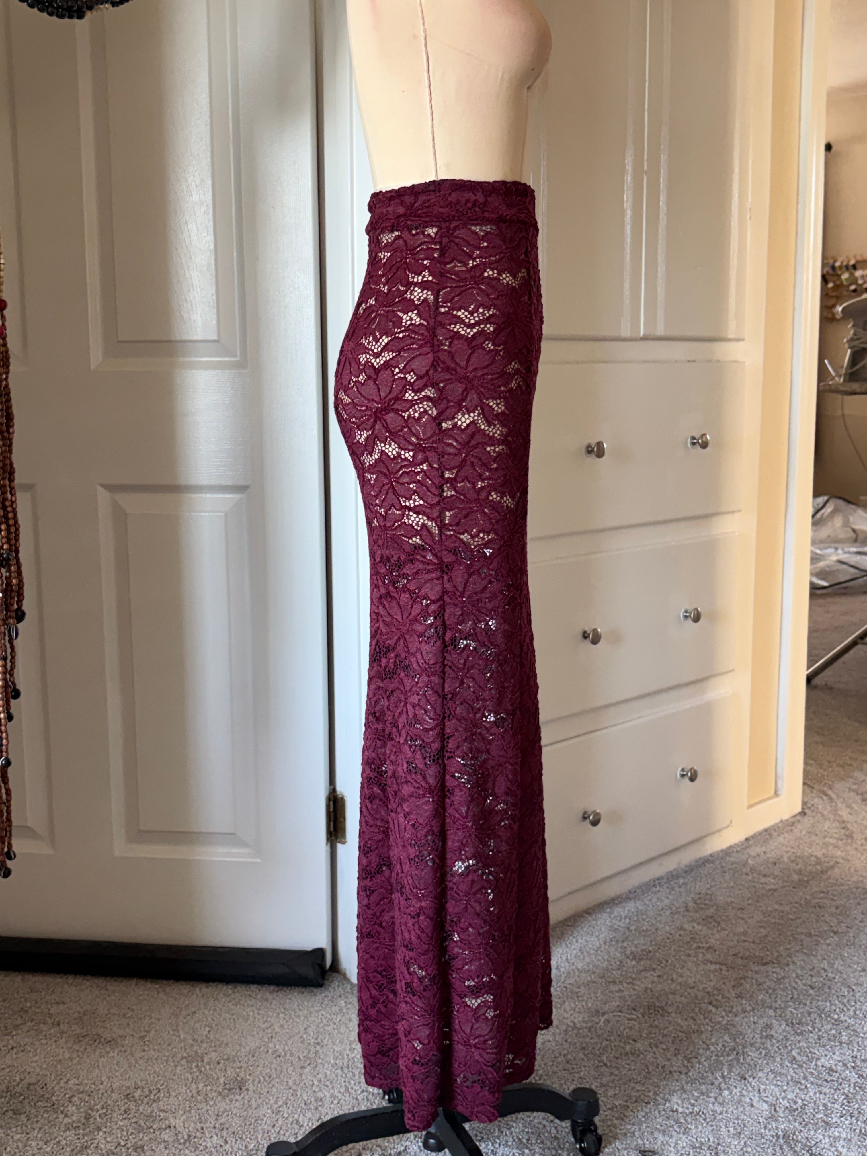 Maroon lace skirt