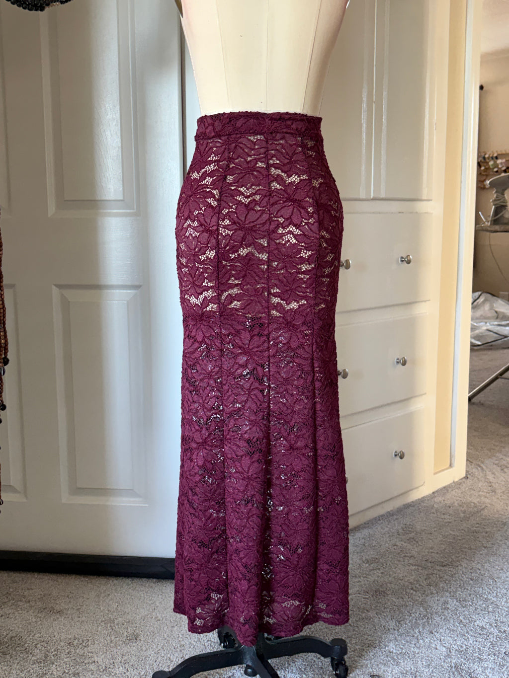 Maroon lace skirt