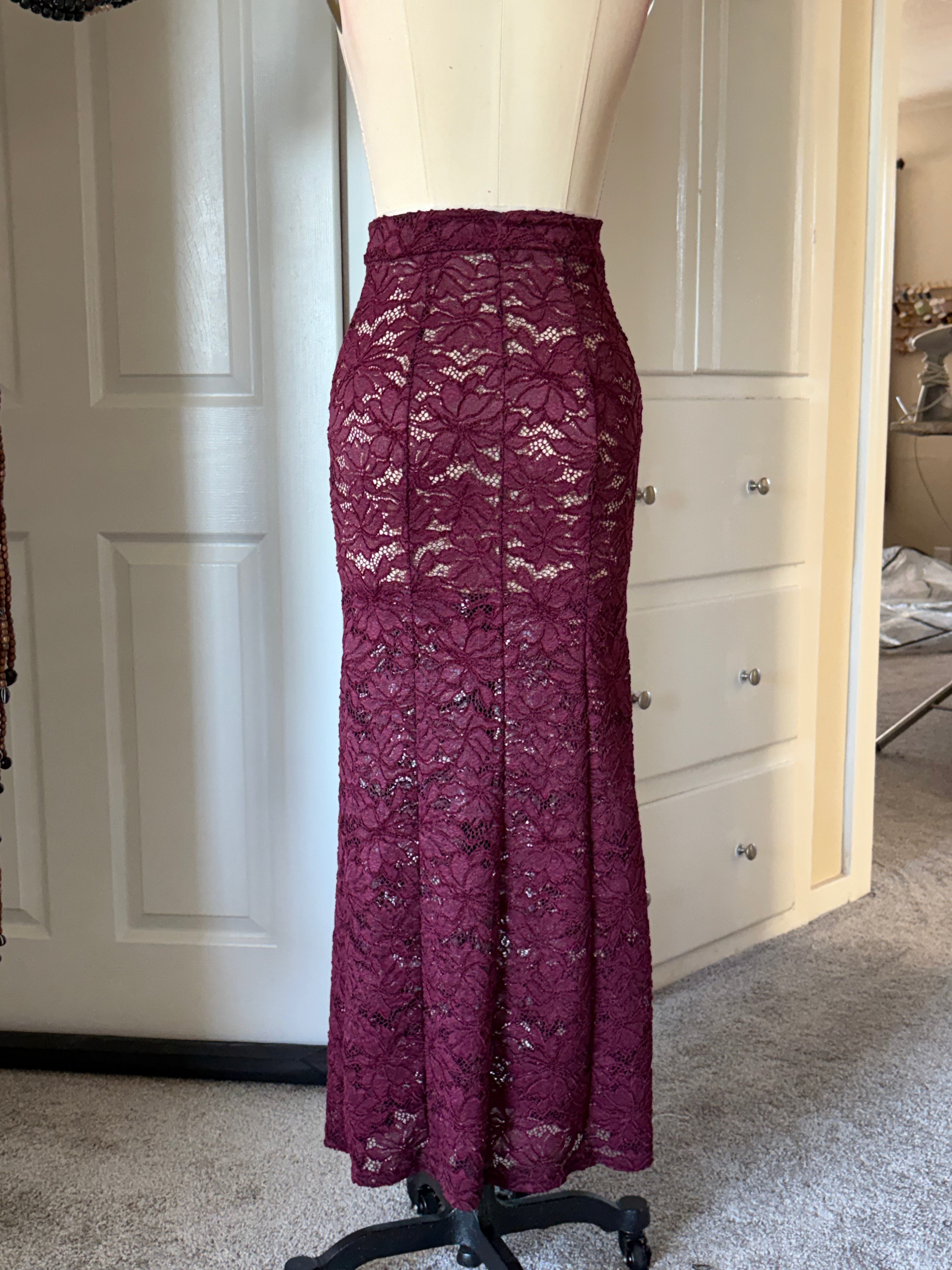 Maroon lace skirt