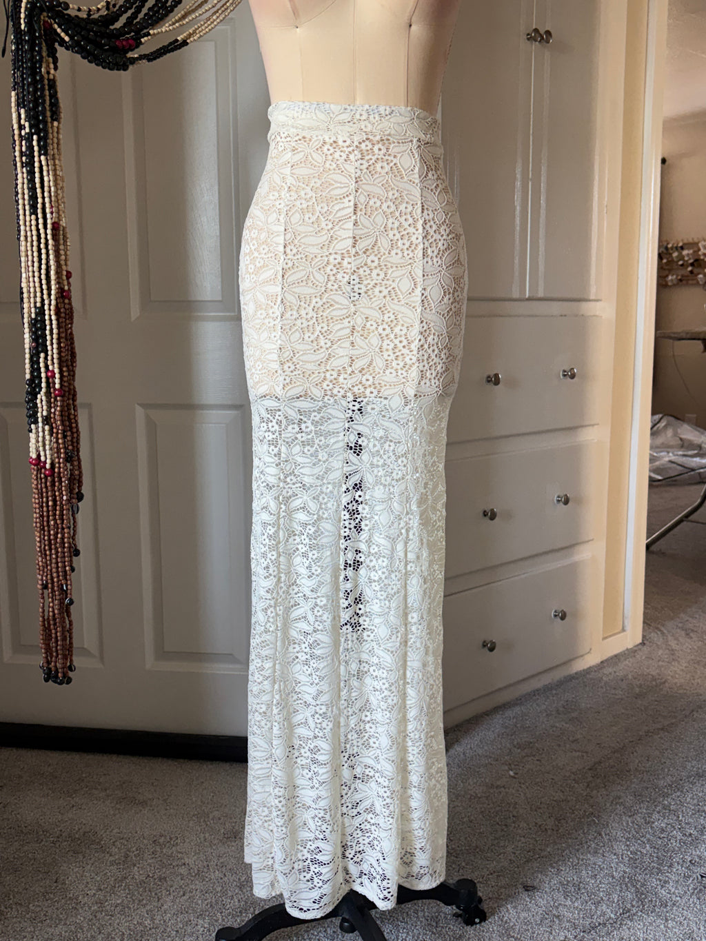 White lace skirt