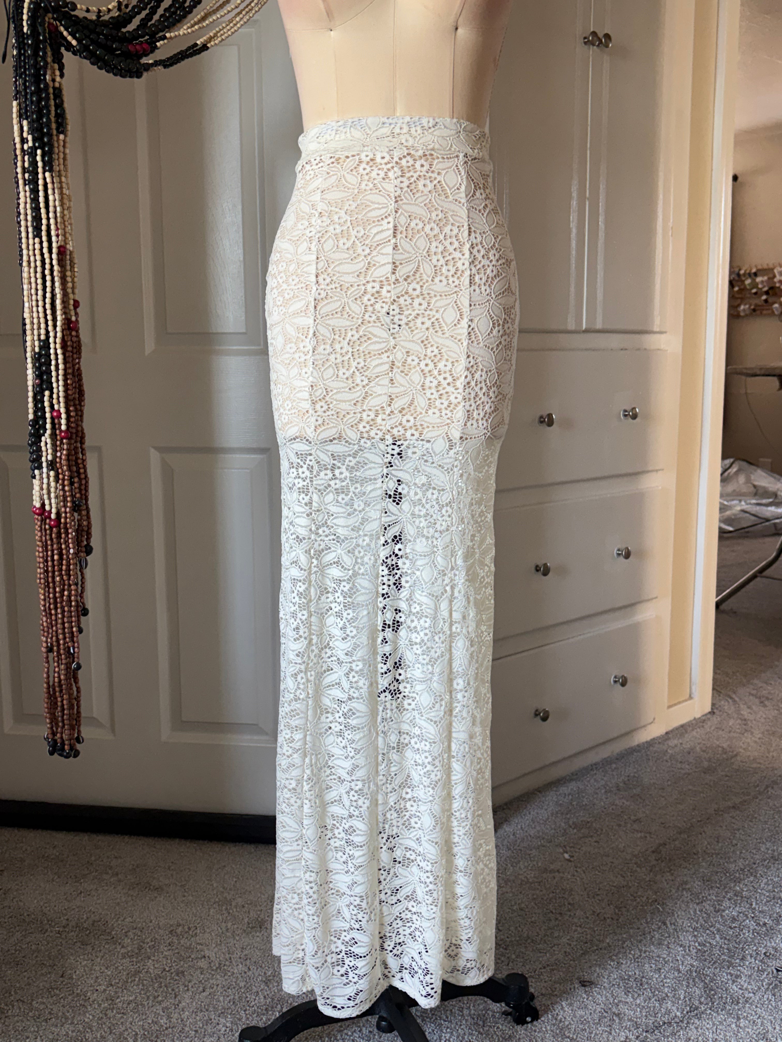 White lace skirt