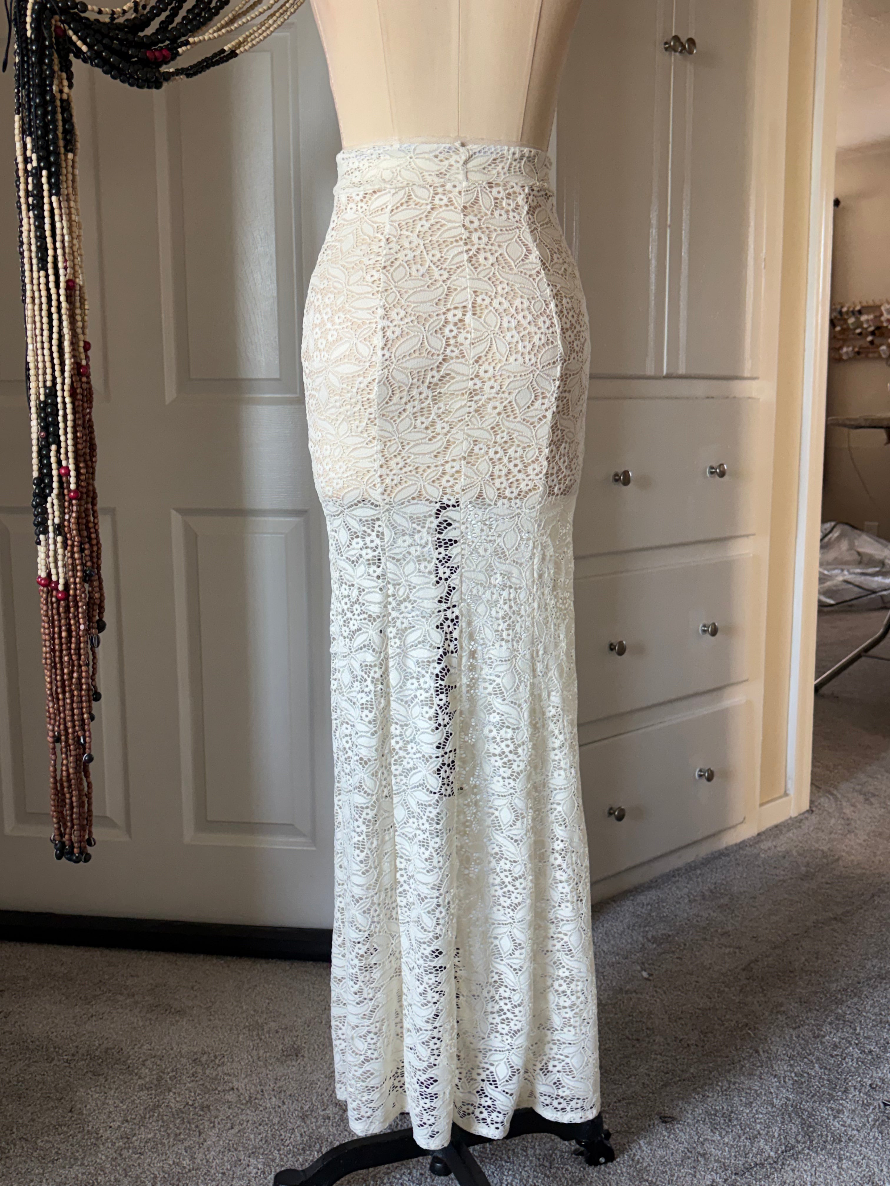 White lace skirt