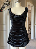 Black velvet mini dress
