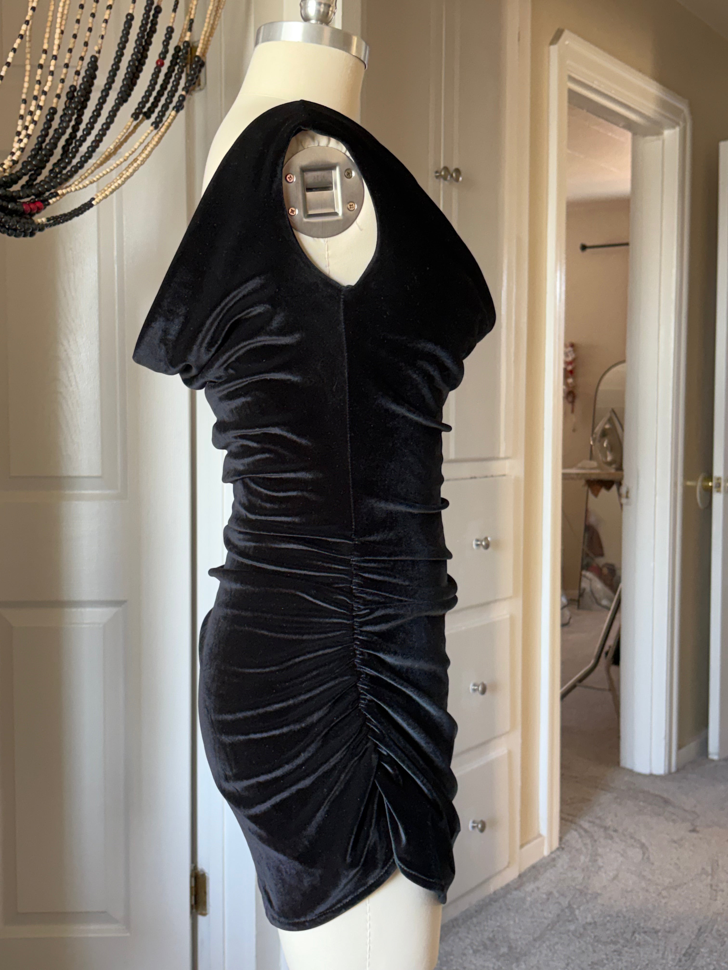 Black velvet mini dress
