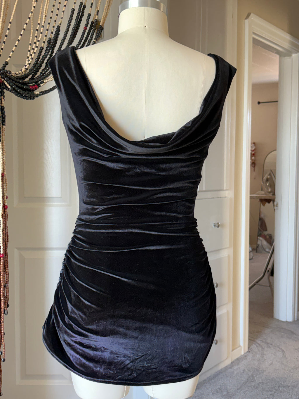 Black velvet mini dress
